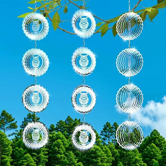 Bird Deterrents for Outside Owl Bird Scare Discs 3D Shiny Helix Wind Spinners, Reflective Bird Reflector & Stainless Steel Outdoor Garden Décor Sculpture Ornaments, Scare Birds Away from Yard Patio by GreenHaven Gardens