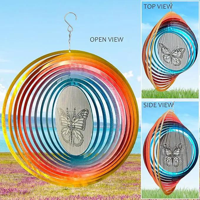 Wind Spinner Creates a Fluttering Butterfly 3D Animations Effect,Wind Spinners Ouddoor Butterfly Gift for Women/Grandma/Mom/Wife,12inch Mandala Wind Spinner Hanging Garden Yard Art Decor by GreenHaven Gardens