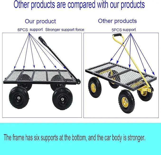 400 Lbs Capacity Mesh Steel Garden Cart Folding Utility Wagon with Removable Sides Multi-Purpose by GreenHaven Gardens