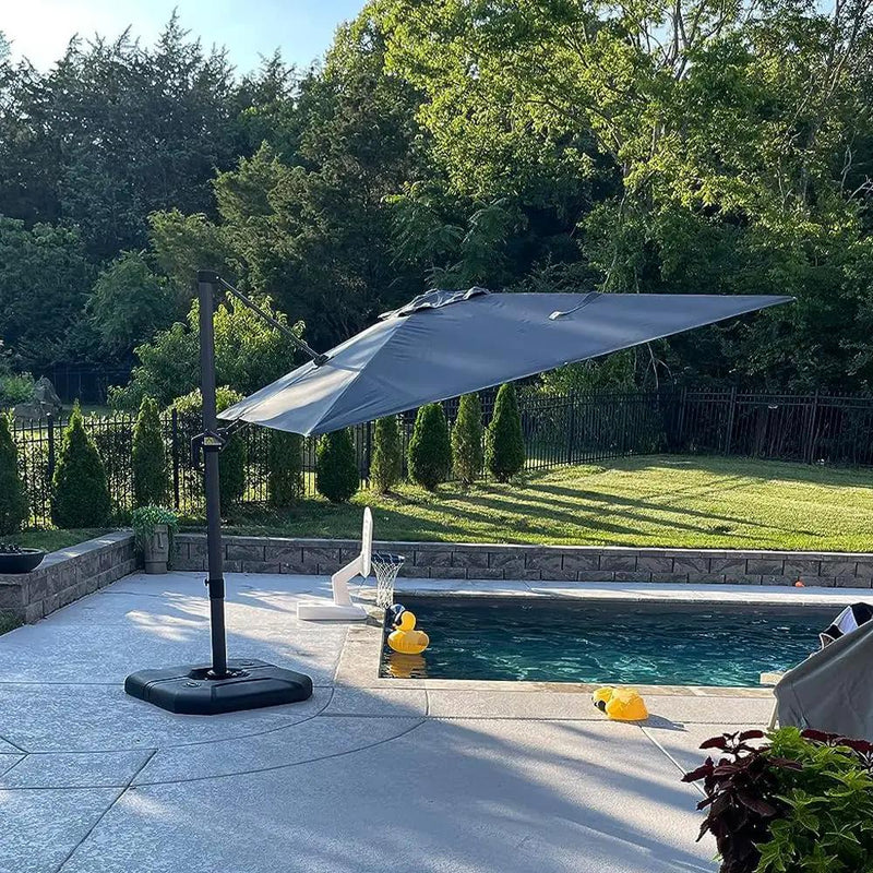 PURPLE LEAF 8 Feet Patio Umbrella Outdoor Cantilever Square Umbrella Aluminum Offset Umbrella with 360-degree Rotation for Garden Deck Pool Patio, Navy Blue by GreenHaven Gardens