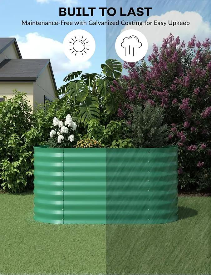 2 Pcs Raised Garden Beds Outdoor 4x2x2ft - Galvanized Steel Planter Box for Vegetables, Flowers, Rust-Resistant Garden Box, Easy Assembly Raised Beds, Durable Planters for Outdoor Plants, Green by GreenHaven Gardens
