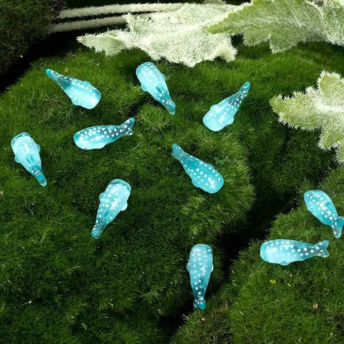 50Pcs Whale Miniature Figurines, Mini Resin Fake Fish Animal Sculptures Blue Ocean Theme Home Decoration for Fairy Garden Succulent Planter Moss Landscape Terrarium DIY Craft by GreenHaven Gardens