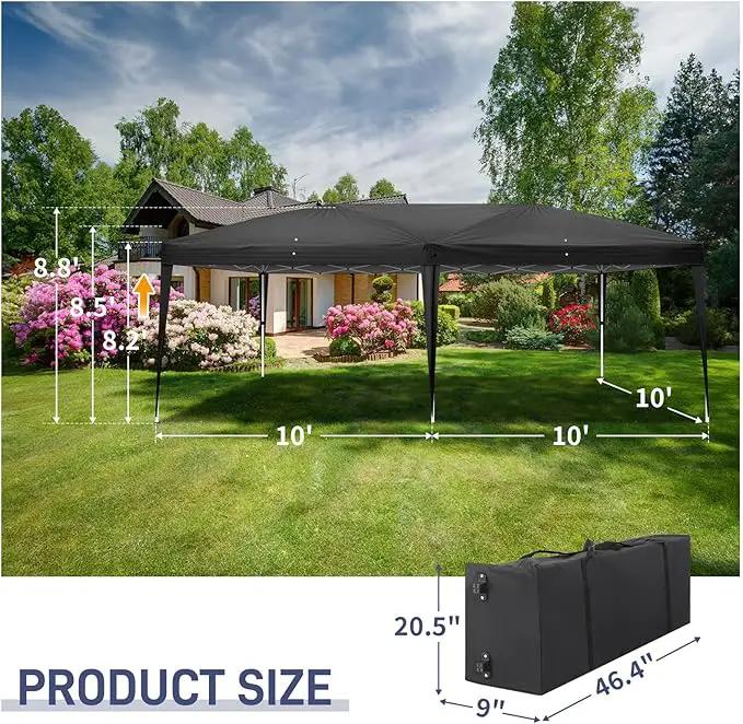 Outvita 10x20ft Pop Up Canopy Tent, Outdoor Instant Shelter Folding Canopy with 6 Side Walls and Carry Bag for Commercial Events, Party, Backyard BBQ, Camping Black by GreenHaven Gardens