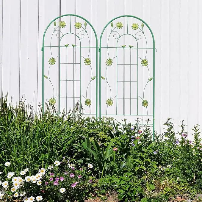 2 Pack Metal Garden Trellis 71" H Garden Fence Rustproof Trellis for Climbing Plants Support Roses Flower Outdoor Lawn, Green by GreenHaven Gardens