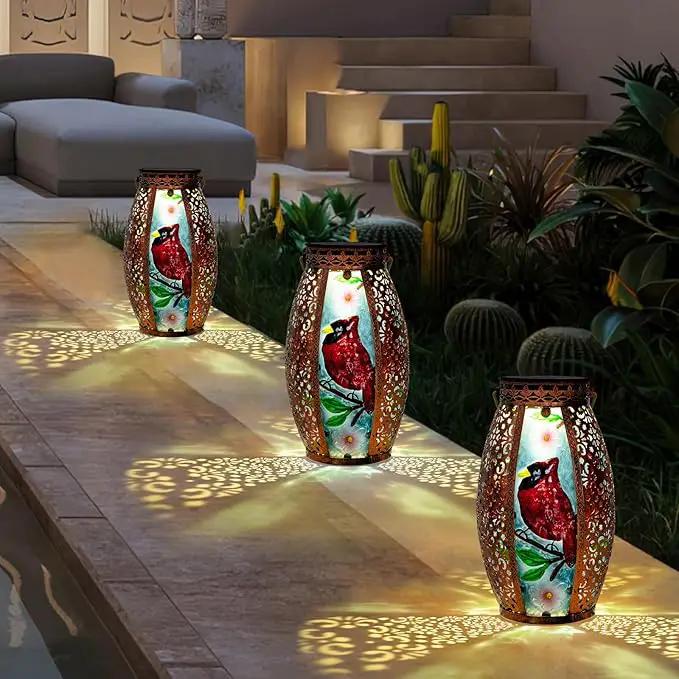Larekook Outdoor Solar Lantern-Waterproof Cardinal Hanging Metal Decorative Lights for Patio Table Garden Pathway Yard with Super Bright Warm White LED,Large Solar Panels,Auto On/Off Sensor by GreenHaven Gardens