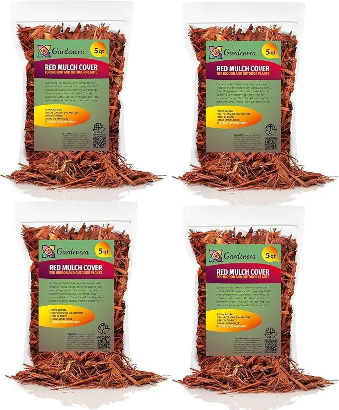 Organic Red Mulch - Provide Natural Nutrients for Strong and Resilient Plants - 20 QUARTS by GreenHaven Gardens