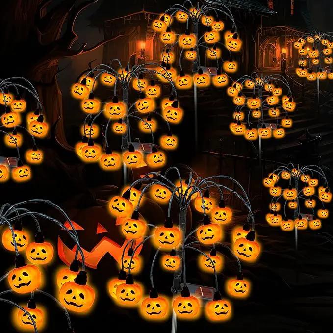 Halloween Decorations, 4 Pack 80LED Solar Halloween Pumpkin Lights Outdoor Waterproof Halloween Solar Garden Lights Swaying Firefly Lights for Yard Garden Patio Party Decor Orange by GreenHaven Gardens