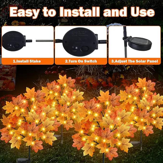 TORONTOKYO 2 Pack Fall Solar Outdoor Lights, Fall Decor 40 LED Maple Leaves Solar Stake Light with 8 Modes, Waterproof Fall Garden Lights Thanksgiving Decorations for Autumn Yard Pathway Outside by GreenHaven Gardens