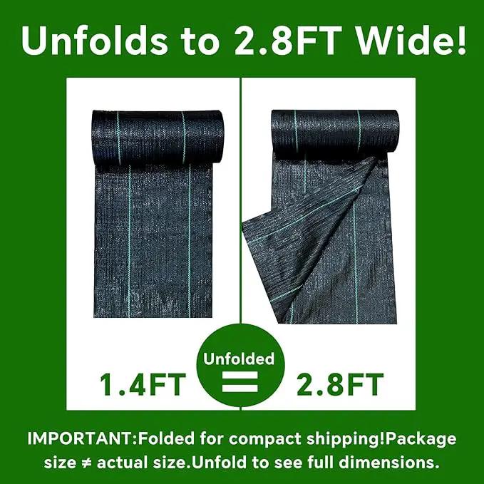 Weed Barrier Landscape Fabric Heavy Duty,3.2 OZ Premium Garden Weed Blocker Fabric for Weed Control, Plastic Ground Cover with Woven Weed Cloth,Durable Landscaping Fabric (2.8 X 50FT) by GreenHaven Gardens
