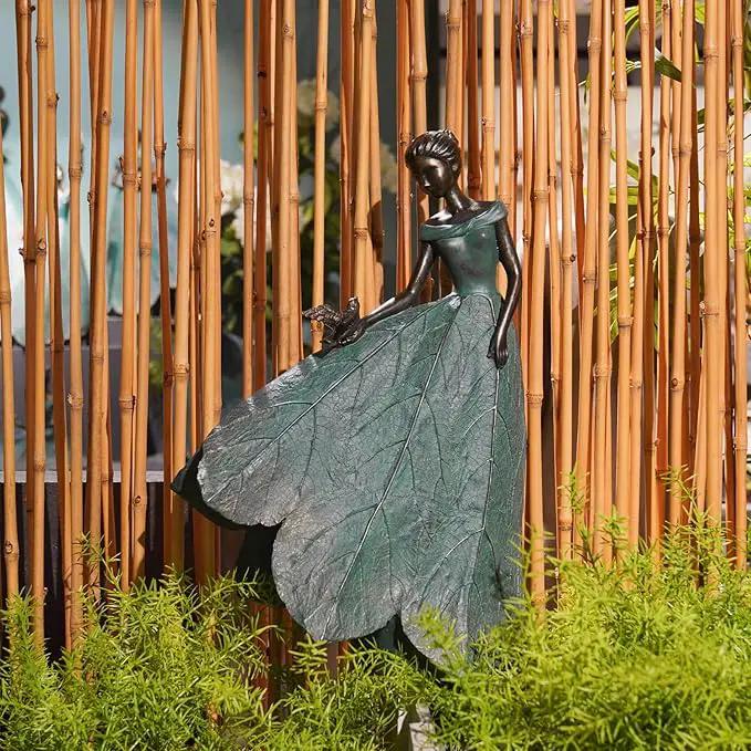 Guichifun Fairy Statue Collection Home Decoration - Leaf Angel Girls Resin Home Decor for Outside or Inside Rustic Garden Outdoor Yard Decorations Figurines Gift 14.25 x 9 x 20.25 Inch by GreenHaven Gardens