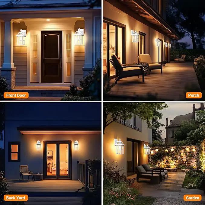 WIHTU Outdoor Light Fixture, White Porch Lights with Glass Shade, Waterproof Wall Sconce Light, Fixtures Exterior Wall Lighting, Aluminum Anti-Rust Front Door Lanterns by GreenHaven Gardens