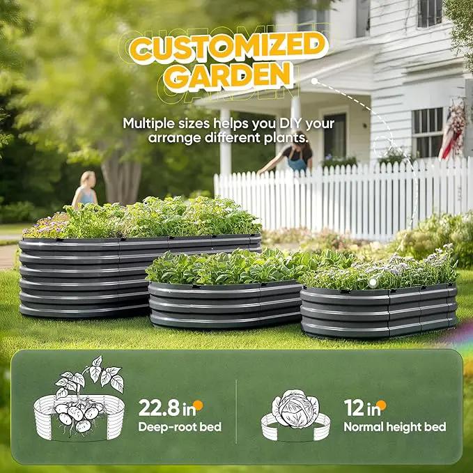 KING BIRD Raised Garden Bed Kit 2025 Upgraded Quick-Setup Galvanized Planter Garden Box Outdoor for Gardening, Vegetables, Flowers, 74x36x23 in, Dark Grey by GreenHaven Gardens