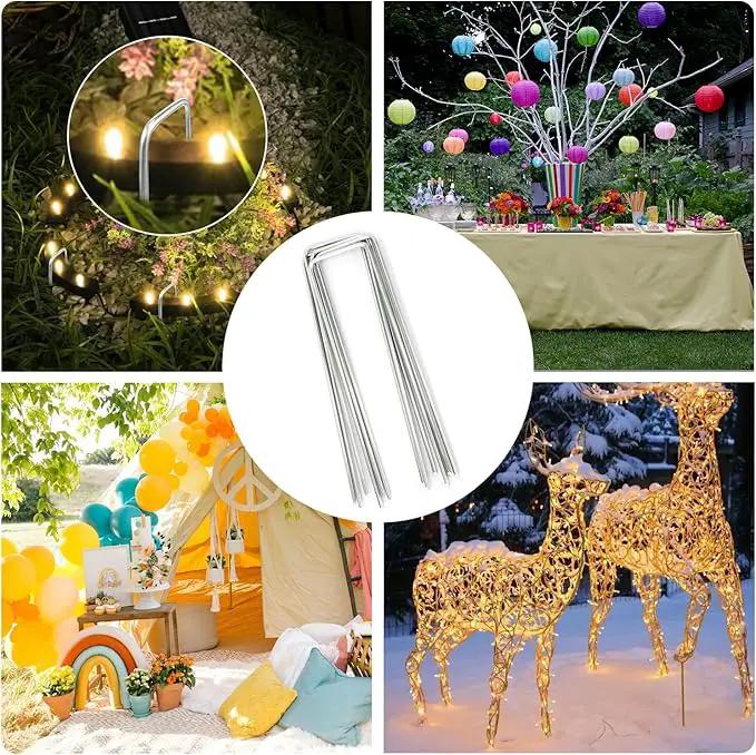 Landscape Staples, Galvanized Garden Stakes, Plant Cover Staples, 10 Pack 6 Inch 11 Gauge Garden Staples, Anti-Rust Ground Sod Pins Lawn Yard Stakes for Securing Weed Fabric Irrigation Tubing by GreenHaven Gardens