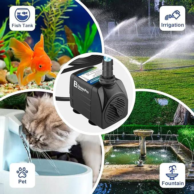 400GPH Submersible Water Pump, 25W Adjustable Ultra Quiet Fountain Pump with 4 Nozzles 6.8ft High Lift for Aquarium, Fish Tank, Pond, Waterfall, Outdoor, Hydroponics by GreenHaven Gardens