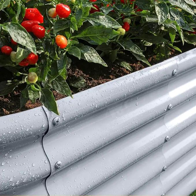 Land Guard 18“ Tall 4×2ft Galvanized Raised Garden Bed Kit, Galvanized Planter Garden Boxes Outdoor, Oval Large Metal Raised Garden Bed for Vegetables……… (Modern Gray, 4×2×1.5ft) by GreenHaven Gardens