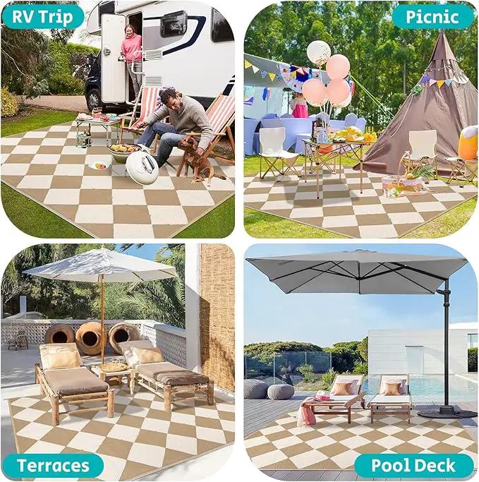 HEBE Outdoor Rug Waterproof 9x12, Plastic Straw Rug Camping Rug, Reversible Outdoor Patio Rugs RV Mat Clearance, Indoor Outside Floor Carpet for Porch,Deck,Camper,Balcony,Backyard by GreenHaven Gardens