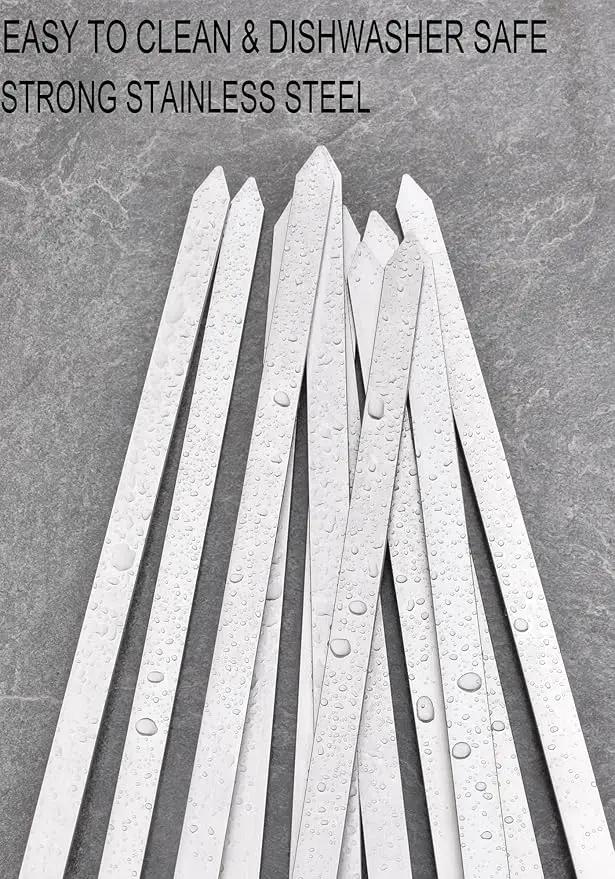 17-Inch Long Flat BBQ Skewers, HONSHEN Brazilian-style Stainless Steel 3/8 Inch Wide Blade with hardwood Handle barbecue skewers for Grilling Meat,Chicken,Shrimp,Vegetables-Set of 12 by GreenHaven Gardens