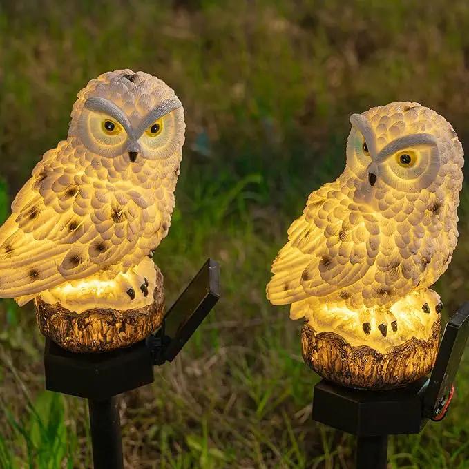Dazzle Bright 2 Pack Owl Figure Solar LED Lights, Resin Garden Waterproof Decorations with Stake for Outdoor Yard Pathway Outside Patio Lawn Decor to Scare Birds Away, Gifts for Women, Owl Lovers by GreenHaven Gardens