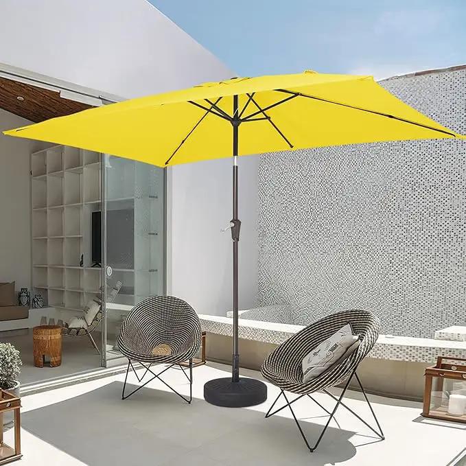 JEAREY 6.5x10 ft Rectangular Patio Umbrellas Outdoor Market Umbrella with Push Button Tilt and Crank, Rectangle Table Umbrella 6 Sturdy Ribs UV Protection for Pool Garden Backyard Deck, Yellow by GreenHaven Gardens