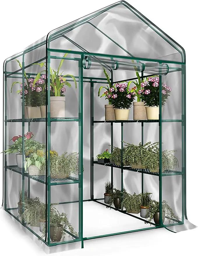 Home-Complete 514537FXW Walk-in Greenhouse-Indoor Outdoor with 8 Sturdy Shelves-Grow Plants, Seedlings, Herbs, or Flowers in Any Season-Gardening Rack, Green by GreenHaven Gardens