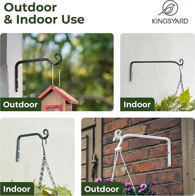 Kingsyard 2-Pack Wall Plant Hanger Outdoor - Heavy Duty Metal Hanging Bracket Hooks for Hanging Plant Bird Feeders Lanterns Wind Chimes Outdoor & Indoor, 6-Inch/Black by GreenHaven Gardens