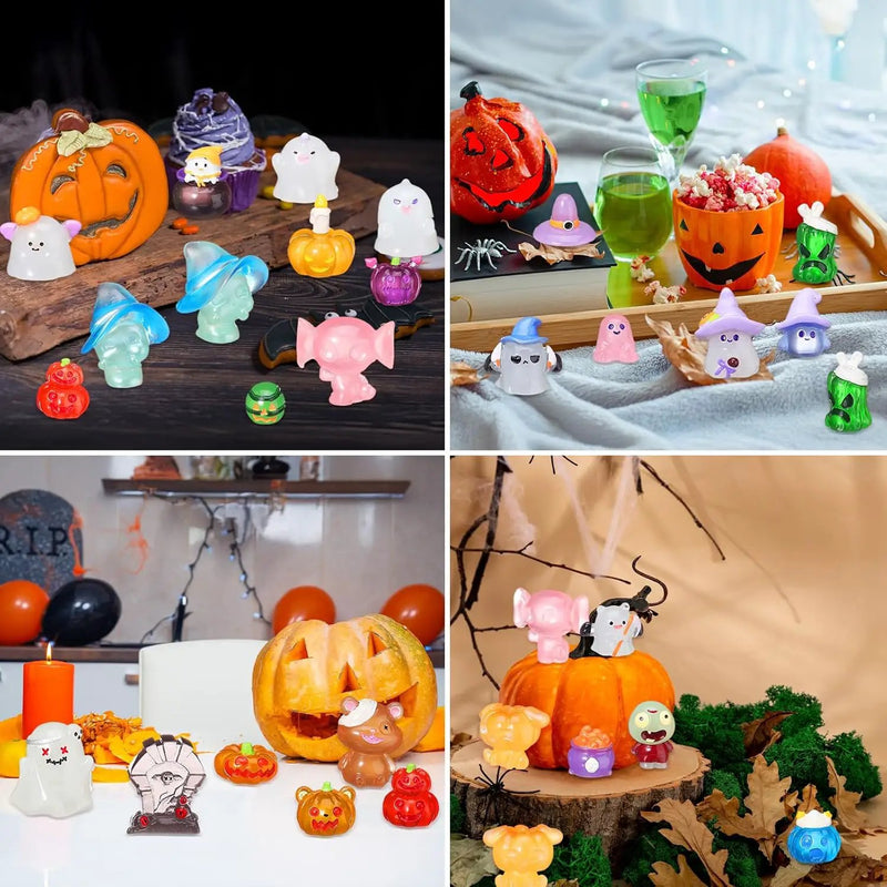 58 Pcs Halloween Luminous Mini Toys Glow in Dark Tiny Resin Figures Set Fairy House Diorama Accessories Ornament for Garden Dollhouse Craft DIY (Pumpkin) by GreenHaven Gardens