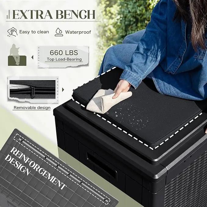 Greesum 100 Gallon Resin Deck Box Large Outdoor Storage with Cushions for Patio Furniture, Garden Tools, Pool Supplies, Weatherproof and UV Resistant, Lockable, Black by GreenHaven Gardens