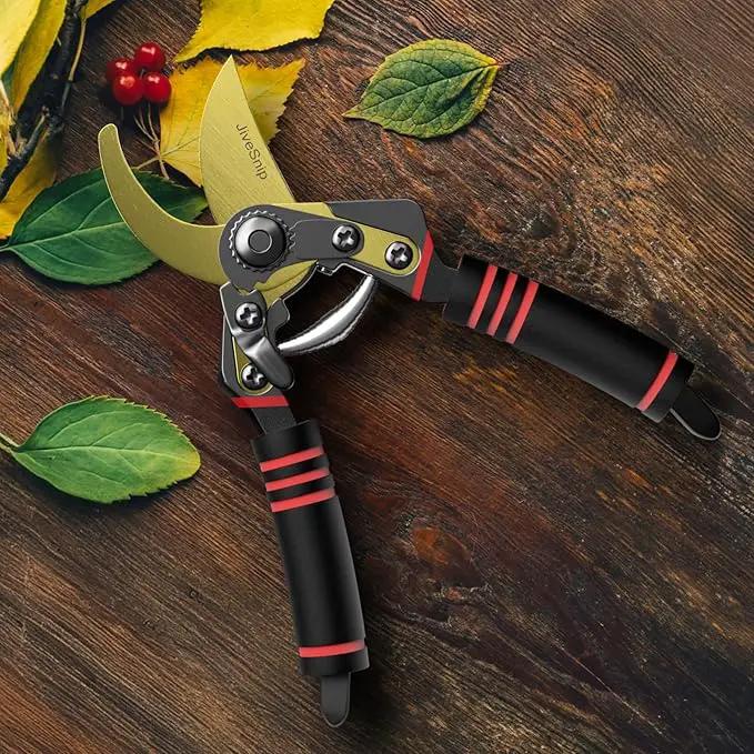 Professional Titanium Garden Shears Adjustable Opening Size- Professional Bypass Pruning Shears for Plants, Hedges, and Flowers by GreenHaven Gardens