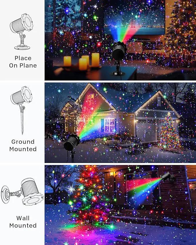 Laser Christmas Projector Lights Outdoor, Christmas Decorations Stars Light Show, Holiday Projector Decorations for House/Garden/Party by GreenHaven Gardens