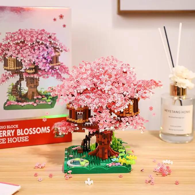 Cherry Blossom Bonsai Tree Mini Micro Building Set, Japanese Sakura Tree House Model Sets for Adults, Flowers House Mini Bricks Building Kit, Creative Gift Toys for Kids 12-14 (2028PCS) by GreenHaven Gardens