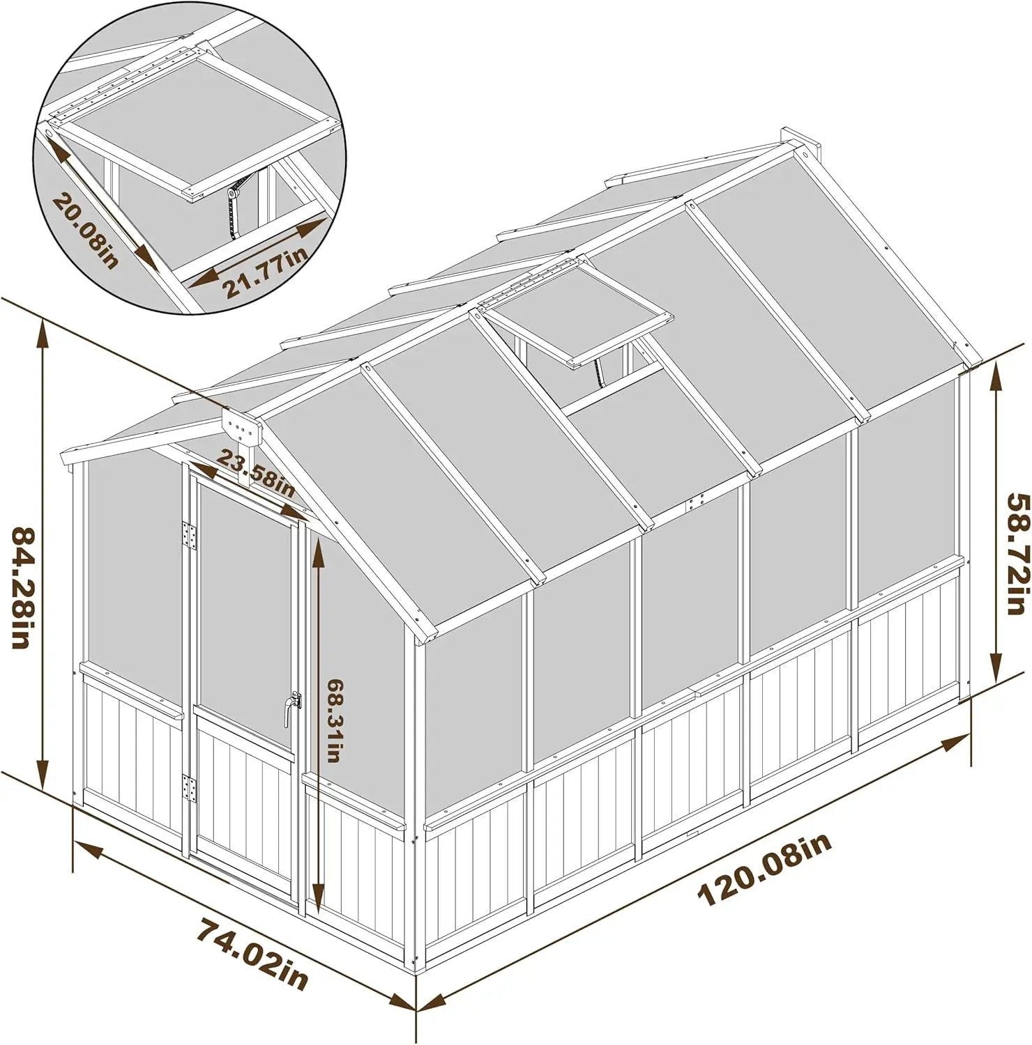 MUPATER 6 x 10 FT Wooden Polycarbonate Greenhouse with Ventilated Window & Lockable Door, Multi-Layer PC Panels for UV Protection, Walk-in Greenhouse Kit for Outdoor, Garden and Backyard, Black by GreenHaven Gardens