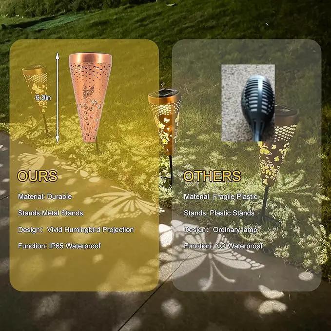 DIBIEECN 4 Pack Hummingbird Solar Pathway Lights Outdoor,Metal Garden Decorations Outdoor Lights with Patterns and Warm Light,Waterproof Landscape Lighting for Path Patio Backyard Walkway Yard by GreenHaven Gardens