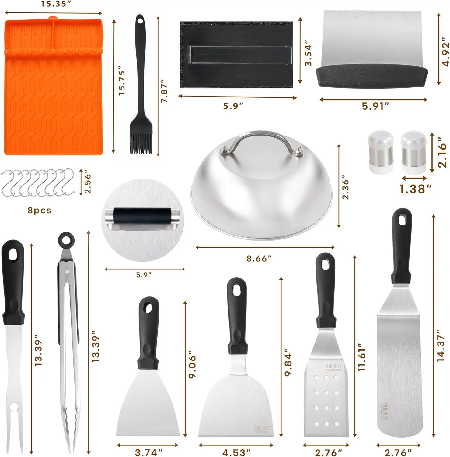 Griddle Accessories Kit for Blackstone – 14 PCS Flat Top Grill Tools Set with Stainless Steel Spatulas, Scraper & Bottles, Carry Bag Included – Outdoor BBQ Gift for Men by GreenHaven Gardens