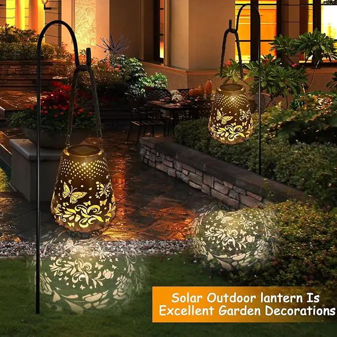 Hanging Solar Lanterns Outdoor Waterproof Butterfly Solar Lights Metal Outdoor Decor, LED Decorative Solar Garden Lights for Garden, Backyard, Tree, Porch(1 Pack) by GreenHaven Gardens