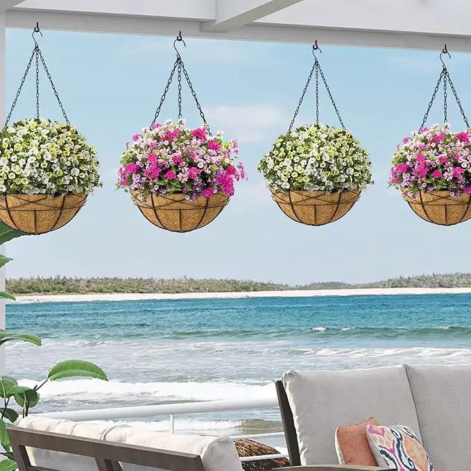 4 Pack 20 Inch Hanging Planters Baskets for Outdoor Plants Extra Large Deep Hanging Baskets with Natural Coconut Liner Flower Pots for Porch Balcony Garden Decor by GreenHaven Gardens