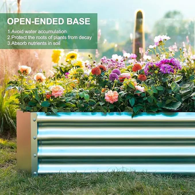 Land Guard 2 Pack 6×3×1ft Galvanized Metal Raised Garden Bed, Metal Planter Kit Box Outdoor for Deep-Rooted Vegetables, Flowers, Green and Herbs…… by GreenHaven Gardens