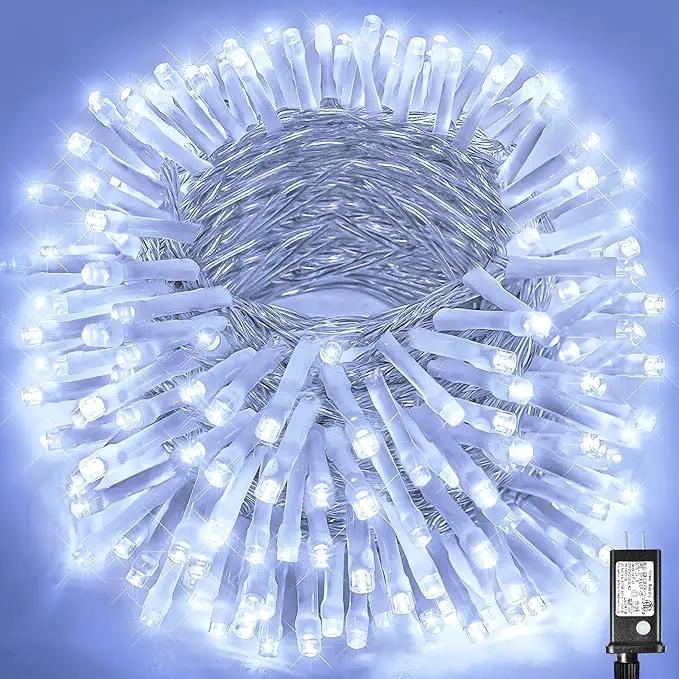 99ft 300 LED String Lights Indoor - White Christmas Lights Outdoor Waterproof Clear Wire, 8 Modes Connectable Twinkle Fairy String Lights Plug in for Outside Room Bedroom Party Wedding Decorations by GreenHaven Gardens