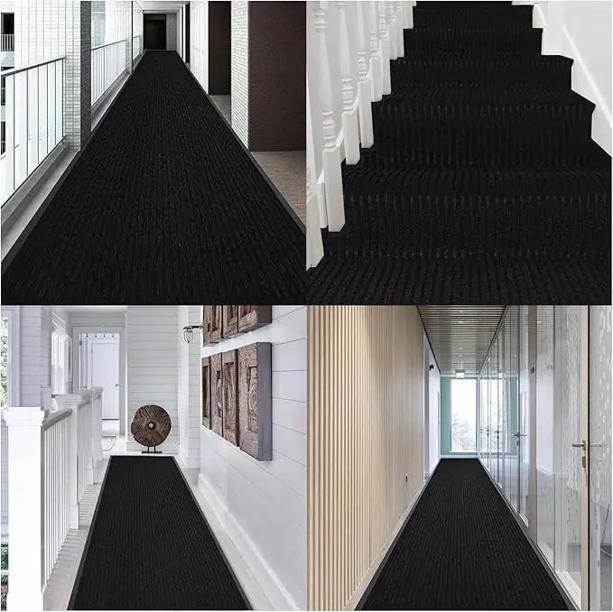 Rubber Door Mat About W3' ×L10' Heavy Duty Large Outdoor Indoor Mat Durable Entrance Doormat Waterproof Rubber Back Rugs for Home Entryway Patio Porch Office Business Areas (Jet Black) by GreenHaven Gardens