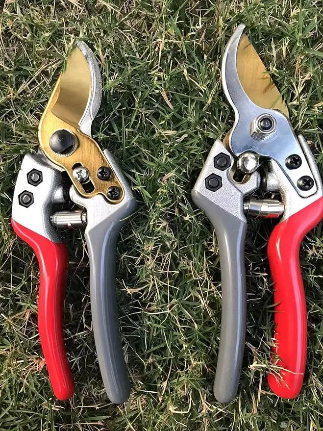 Garden Shears, Japanese labor-saving Garden Scissors, Pruning Shears and Garden Secateurs for Woman and arthritis weak, Professional Branch scissors(Red-grey) by GreenHaven Gardens
