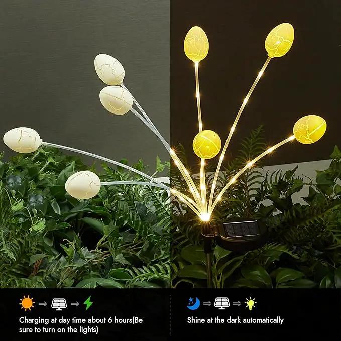 WBao Solar Easter Decorations Outdoor, 4 Packs Easter Egg Pathway Lights with Stainless Steel Stakes, 2 Modes, Waterproof, Growing Stem Easter Egg Lights for Garden Patio Yard Easter Décor, WarmWhite by GreenHaven Gardens
