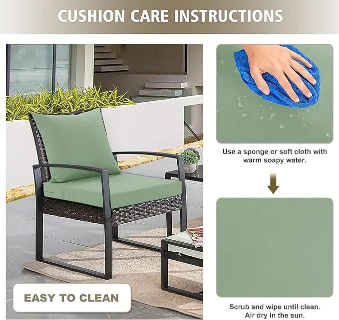 Outdoor Cushions for Patio Furniture, Waterproof Outdoor Chair Cushion w/Fade-Resistant, Removable & Machine-Washable Cover, 22x22 Inch, Deep Seat Sofa/Couch Pads Replacement – Set of 2, Sage Green by GreenHaven Gardens
