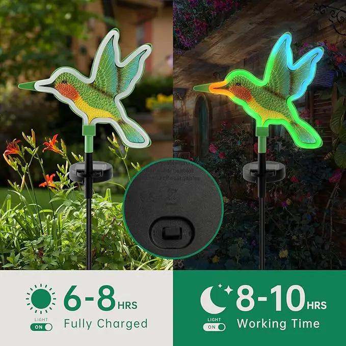 Hummingbird Solar Garden Decor,Hummingbird Outdoor Solar Lights,LED Hummingbirds Light Outside,Solar Garden Lights, Outdoor Decorations for Yard and Patio Pathway Lawn (2 Pack) by GreenHaven Gardens