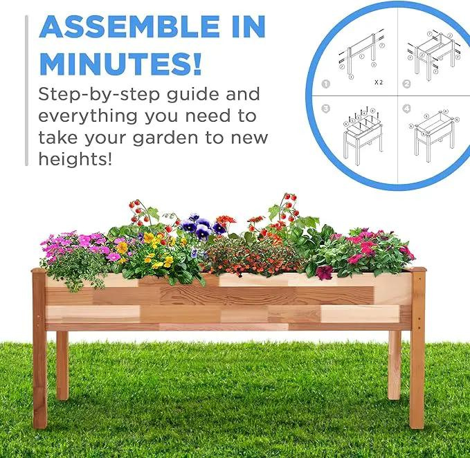 Jumbl, Cedar Raised Garden Bed, Elevated Wood Planter for Growing Fresh Herbs, Vegetables, Flowers, Succulents - 72x23x30” by GreenHaven Gardens