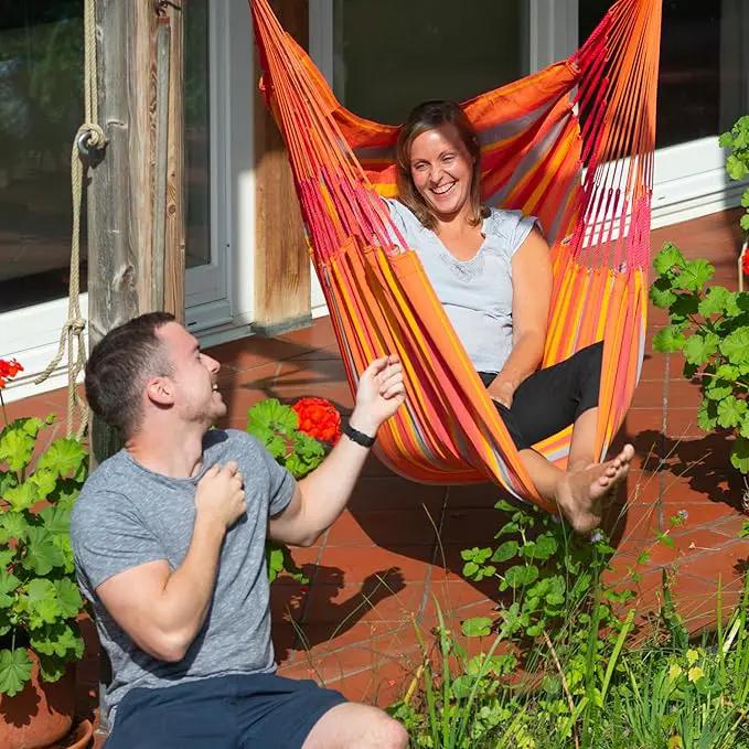 LA SIESTA® - Medium Basic Domingo Hammock Swing Chair & CasaMount - Weather & Tear Resistant Hanging Chair - Outdoor Indoor Hammock Chair w/Suspension Kit for Walls Ceilings Square Beams - Toucan by GreenHaven Gardens