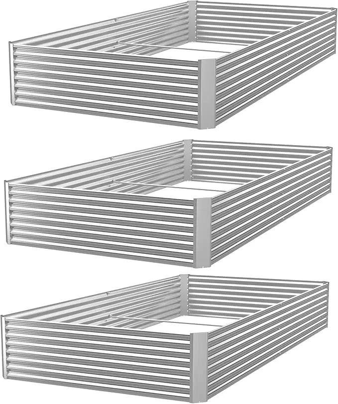 3 Pack Galvanized Raised Garden Bed Outdoor,Metal Garden Bed for Vegetables,Above Ground Garden Box for Flower,Steel Raised Beds for Gardening-36x18 inch by GreenHaven Gardens