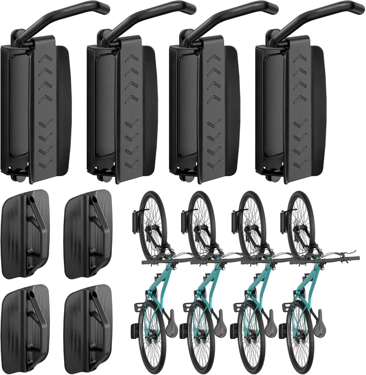 Bike Rack Garage, Bike Wall Mount Heavy Duty, Holds 77 Lbs, Swivel Bike Hangers for Garage, Adjustable Indoor Bike Storage for Bedroom Home Office, 4 Pack by GreenHaven Gardens