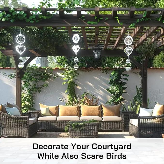 Bird Deterrents for Outside, Reflective 3D Stainless Steel Wind Spinners, Garden Decor, Bird Scare Devices to Keep Woodpeckers, Pigeons Away from Your House, Patio, Orchards by GreenHaven Gardens