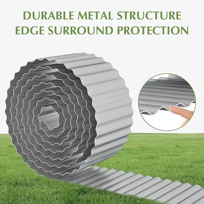 Metal Garden Edging Border, Corrugated Steel Landscaping, DIY for Lawn (Silver, 8 Inch x 20FT) by GreenHaven Gardens