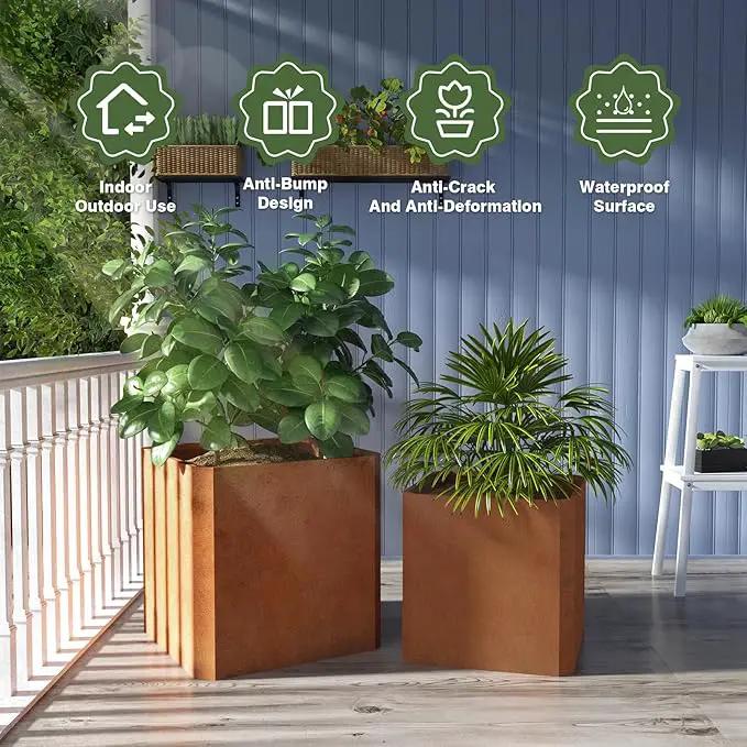 Corten Steel Planter Box-24"x24"x24"-Large Square Planter Matel -Outdoor Indoor- Heavy Duty Rustic Tall Planter Flower Pot Commercial Residential for Patio Porch Deck Home Backyard by GreenHaven Gardens