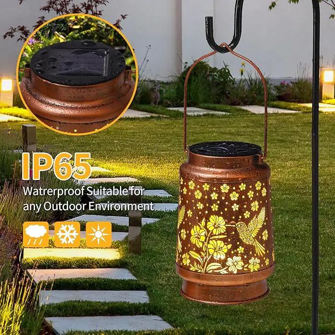 Hummingbird Solar Lanterns Outdoor Waterproof Garden Decor Birthday Gifts for Women Mom Grandma Hanging Solar Lights Metal Lantern Decoration Outside for Porch,Patio,Yard,Backyard by GreenHaven Gardens